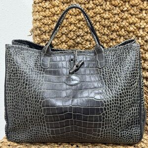 Longchamp Roseau Tote Crocodile-Embossed Leather